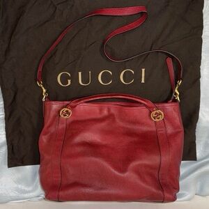 13" Auth Gucci Miss GG Red Leather 2
Way Top Handle Shoulder Bag